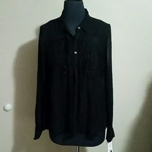 Elle Twin Set Satin Tank Sheer Blouse New w/Tags